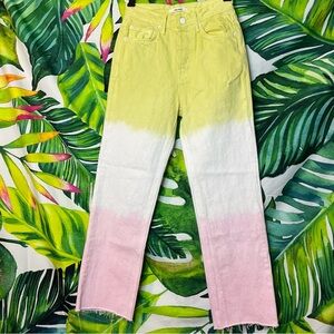 Grlfrnd Mica 00/24 Yellow White Pink Colorblock Spring Summer Casual Crop Jeans